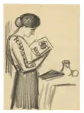 August Macke, Lesende Frau im Stehen, 1912, Bleistift auf Papier
