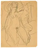 Auf dem Bett sitzendes Mädchen by Ernst Ludwig Kirchner, 1915, Bleistift auf Papier (aus einem Skizzenbuch), sold Nov 2019