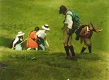 Heinrich Kühn, Landschaft mit Wanderern (Mary Warner, Lotte, Walther, Edeltrude und Hans Kühn)