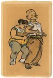 Artisten by Heinrich Zille, Kreide und Farbkreide auf Papier, auf Karton aufgezogen, sold Nov 2019