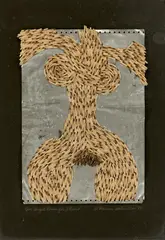 Al Hansen, An Angel Venus for Rheino, 1984, Assemblage: Streichhölzer über Metall auf Karton