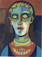 Josef Scharl, Porträt, 1938, Gouache, Deckweiß und Tusche auf Papier