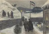Hans Baluschek, Eisbahn, 1913, Pastell und Aquarell auf Papier auf Karton