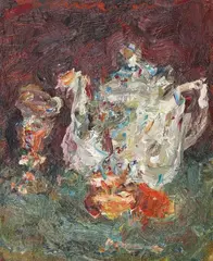 Marwan, Stilleben mit Teekanne, 1981, Öl auf Leinwand
