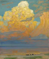 Abendwolken am Meer by Max Pietschmann, Um 1890, Öl auf Pappe, sold Oct 2018