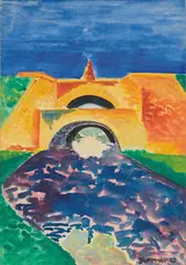 Jerrold Burchman, Untitled (Landscape), 1965, Watercolor on paper