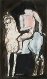 Bernard Rosenquit, Untitled (Figure on a horse), c. 1955-60, Gouache and ink on paper