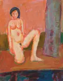 William Brice, Kneeling Figure, 1965, Oil and pastel
