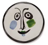 Face no. 197 by Pablo Picasso, 1963, White earthenware clay with enamel decoration under glaze, sold Oct 2011