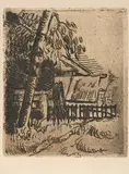 Paul Cézanne, Paysage a Auvers, entree de ferme, 1873, Etching