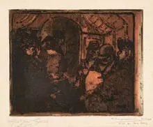 Auguste-Louis Lepère, Interieur d'Ommibus, Etching