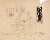 Vértes Marcell, We don't like it either but all of our friends have one, Ink drawing