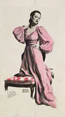 Arthur William Brown, Fashion illustration, 1946, Watercolor, ink and pencil on board