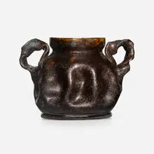Vase by George E. Ohr, 1898-1910, glazed earthenware, sold Sep 2023