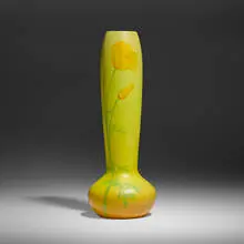 Albert R. Valentien for Valentien Pottery, Rare, Exceptional and Large vase with California poppies, 1911-13, glazed earthenware
