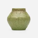 Vase with poppy pods by Van Briggle Pottery, c. 1908-11, glazed earthenware, sold Sep 2023