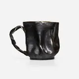 Pitcher by George E. Ohr, 1898-1910, scroddled bisque earthenware, sold Sep 2023