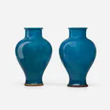 Vases, pair by Leon Volkmar for Durant Kilns, 1919, glazed earthenware, sold Sep 2023