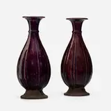 Vases, pair by Leon Volkmar for Durant Kilns, 1922, glazed earthenware, sold Sep 2023