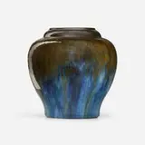 Fulper Pottery, Large vase, c. 1917-23, Mirror Black to Chinese Blue-glazed stoneware