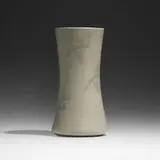 Vase with cranes by Maude Milner and Sarah Tutt for Marblehead Pottery, 1904-08, glazed earthenware, sold Sep 2023