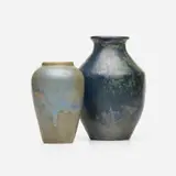 Pewabic Pottery, Vases, set of two, 1915-30, luster drip-glazed earthenware