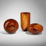 Philip and Matt Moulthrop, Collection of three vessels, 2001-2006, red elm, wild cherry, Japanese cherry