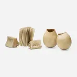 Collection of five works by Christian Burchard, 2006-2012, Madrone burl, sold Jul 2023