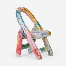 Katie Stout, Stuffed Chair, 2019, metal folding chair, mixed media fabric, vinyl