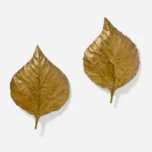 Tommaso Barbi, Leaf wall lamps, pair, c. 1970, brass
