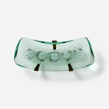 Max Ingrand, Sconces model 1598, 1956, chisel-cut, etched and polished crystal, nickel-plated brass