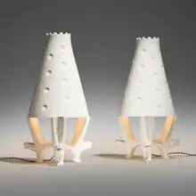 Adolf Wamper, Table lamps, pair, 1949, porcelain