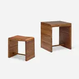 Gio Ponti, Table and stool, c. 1939, glass, elm