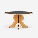 Robert Venturi, Urn dining table, 1984, laminate over plywood, birch plywood, chrome-plated brass