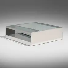 Joseph D'Urso, Low rolling table, model 6048T, 1981, stainless steel, safety glass