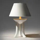 John Dickinson, African table lamp, c. 1980, painted plaster, plastic, paper