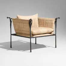 Ingrid Donat, Caryatides armchair, 2003, patinated bronze, original canvas upholstery