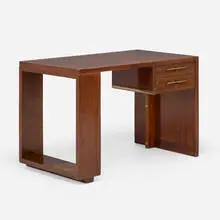 André Sornay, Desk, c. 1930, mahogany, brass nails, steel