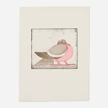 Le Pigeon by François-Xavier Lalanne, 2004, engraving and aquatint in colors, sold Oct 2025