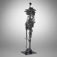 Cloud Walker (from the Cathedral series) by James Bearden, 2024, plasma-carved steel with metallic polywash finish, sold Oct 2025