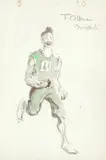 Runner in green by Jack Butler Yeats, pencil and watercolour, offered Dec 2017