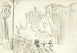 Figures on a march by Jack Butler Yeats, pencil and watercolour, offered Dec 2017