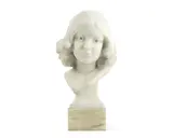 F. W. Pomeroy, carved white marble bust of a young girl, marble