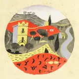 Jean Hugo, Paysage au mazet rose, gouache