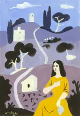 Jean Hugo, Femme en jaune et chemin montant, to be sold with two other works in gouache by the same artist.(3)