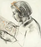 Ruskin Spear R.A., Portrait of a young girl, charcoal and pastel