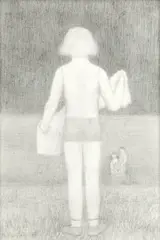'Girl on beach' by Richard Eurich, pencil, offered Sep 2017