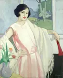 George Telfer Bear, The pink frock, oil on canvas