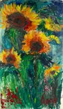 Simon Gaon, Sunflowers, acrylic on canvas