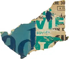 Raymond Hains, Ohne Titel, 1968, Decollage: Karton, auf Sackleinen montiert, aufgezogen auf Holz, in Künstlerrahmen